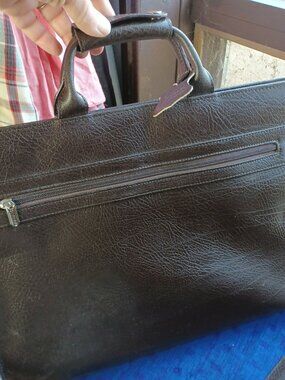 DANIER LEATHER LARGE PURSE HANDBAG BRIEFCASE LAPTOP DARK BROWN GENTLY USED